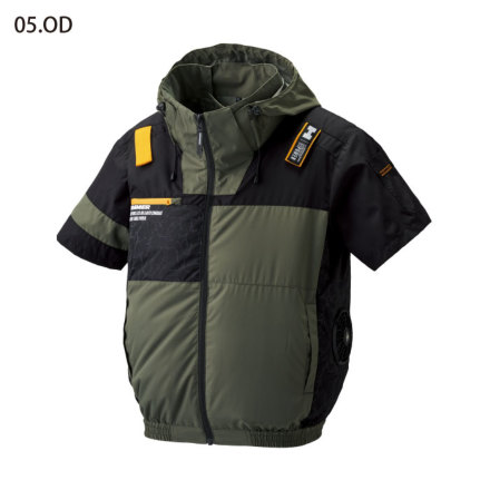 アタックベース] 09905 HUMMER 空調風神服チタンフード半袖ブルゾン