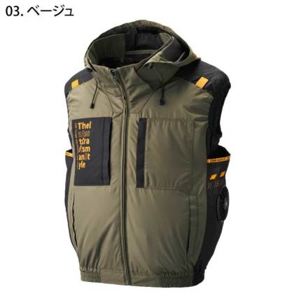 bushdebrunt AIR VEST L 夜チョコ 空調服 bluco アタックベース] 7700 The tough 空調風神服チタンフードベスト