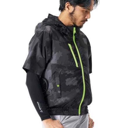 アタックベース] 8845 The tough 空調風神服チタンフード半袖ジャケット