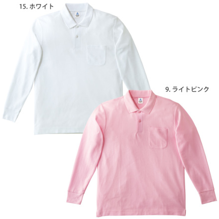 LIFEMAX] MS3115 ポケット付CVC鹿の子ドライ長袖ポロシャツ