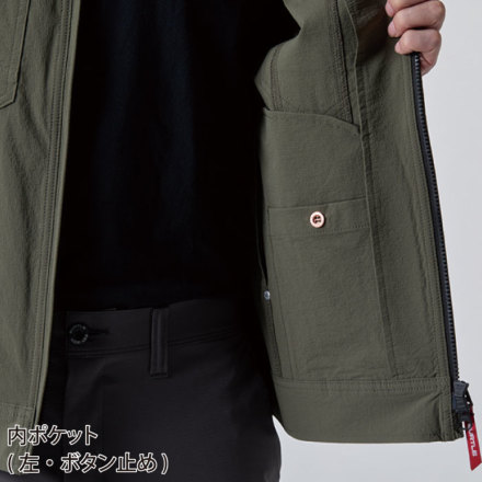 春夏冬中 ネイビー 【冷感】ジャケット SOLOTEX ストレッチ 撥水加工