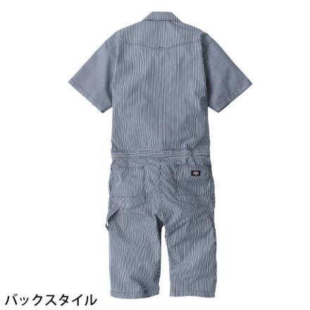 Dickies 半袖つなぎ　ヒッコリー柄　L Dickies 半袖つなぎ ヒッコリー柄 L Dickies 作業服 Dickies