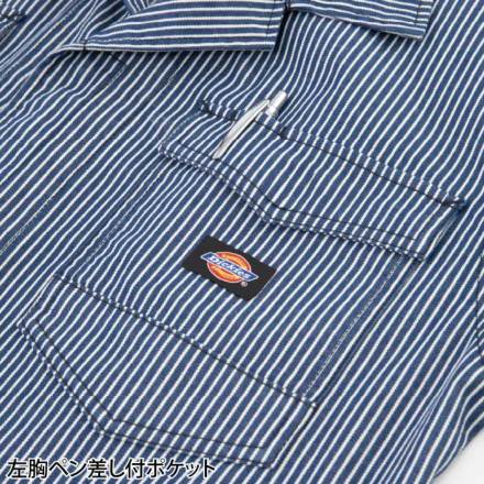 Dickies ラガーシャツ L ネイビー/レッド コーコス [Dickies] D-7106 ライトストレッチヒッコリーツナギ
