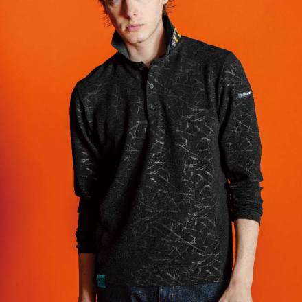 アイズフロンティア] 901 ジャガードエンボスストレッチ長袖ポロシャツ