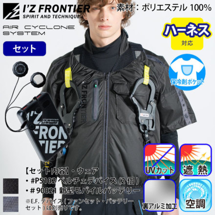 アイズフロンティア] PS11015 P.E.F.半袖ワークジャケット ペルチェセット