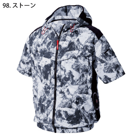 HOOH] V8817 サイドファン半袖フードジャケット