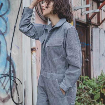 グレイスエンジニアーズ] GE-887 コットンリネン長袖ツナギ・つなぎ服
