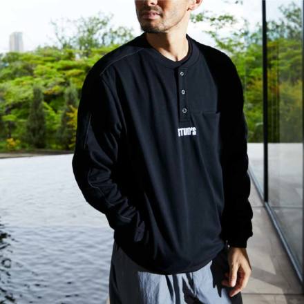 桑和 [STUD'S] S2564 長袖Tシャツ(ヘンリーネック、胸ポケット有)