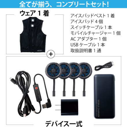 桑和] 13109 アイスパッドベストセット(ウェア・デバイス付き)