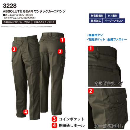 桑和 [Absolute GEAR] 3228 ワンタックカーゴパンツ