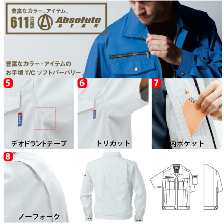 桑和 [Absolute GEAR] 611 半袖ブルゾン 【大サイズ】