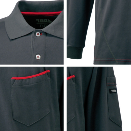 ebure ダークグレー 長袖ポロシャツ ebure ダークグレー 長袖ポロシャツ ebure ダークグレー 長袖