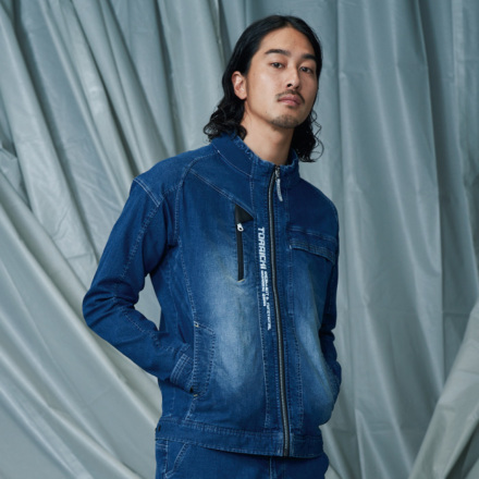 寅壱 接触冷感 デニムワークジャケット 8880-124 メンズ 作業服